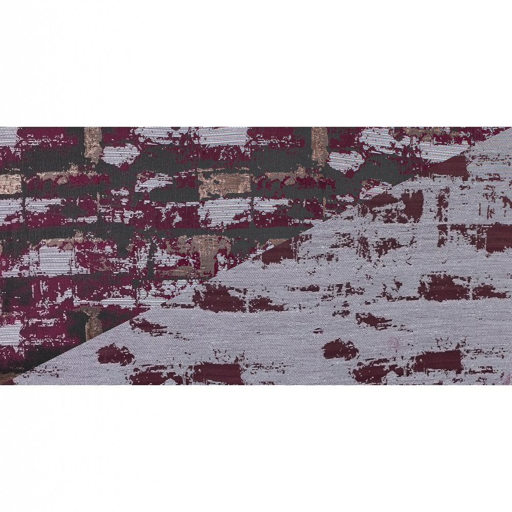 Maroon and Copper Abstract Metallic Jacquard Folded
