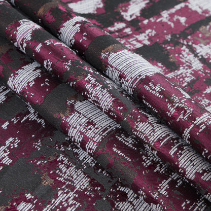 Maroon and Copper Abstract Metallic Jacquard Detail