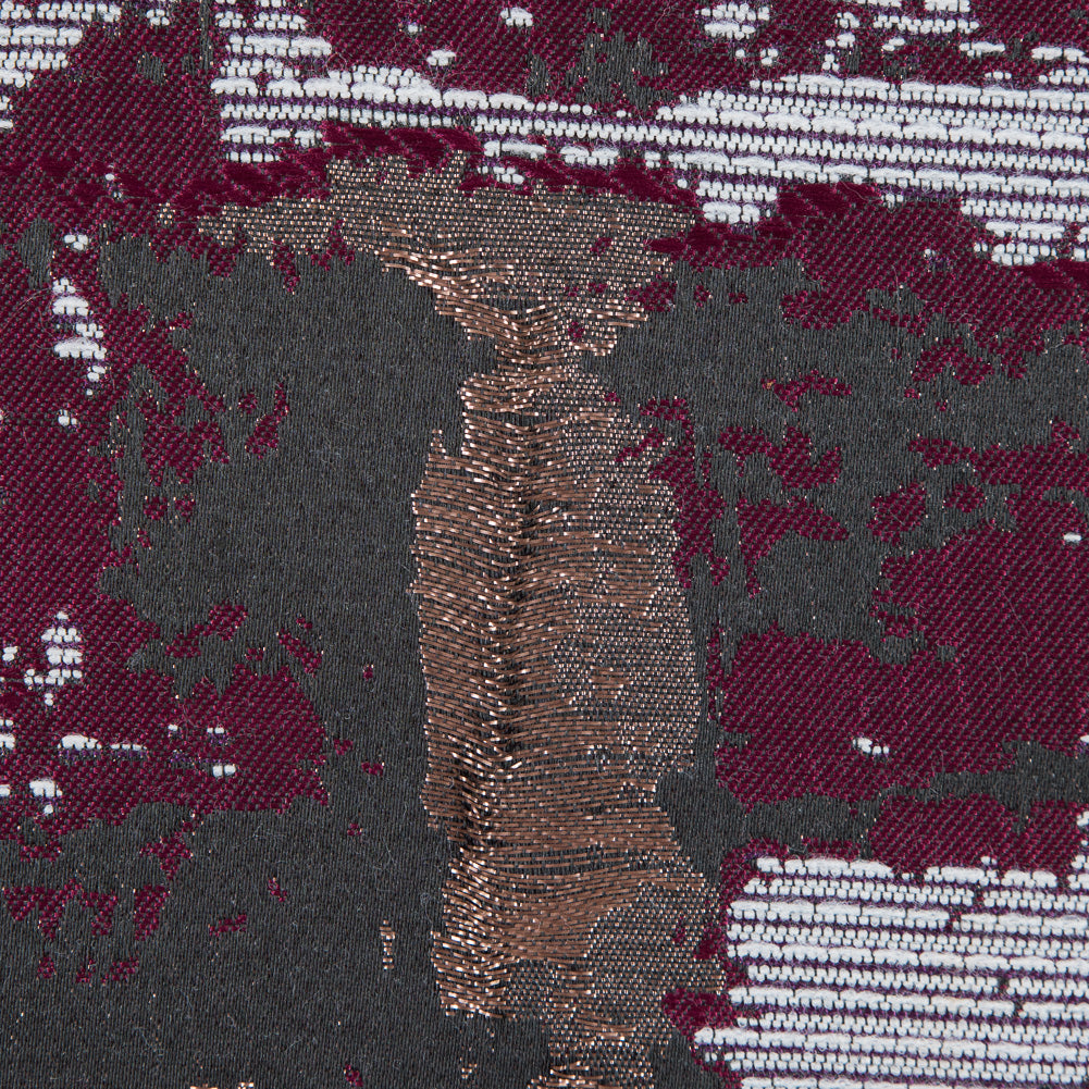 Maroon and Copper Abstract Metallic Jacquard Full