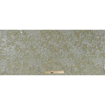 Khaki, Pista Green and Silver Abstract Floral Metallic Brocade/Jacquard - Folded