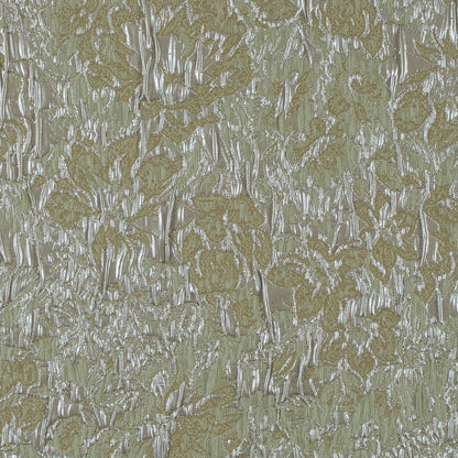 Khaki, Pista Green and Silver Abstract Floral Metallic Brocade/Jacquard