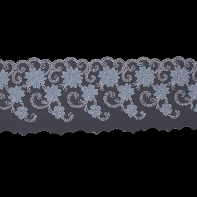 5.5" Blue and White Flower Emboidery on Mesh 5.5"