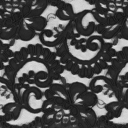 Black Corded Lace Trim - 7.25 - Detail