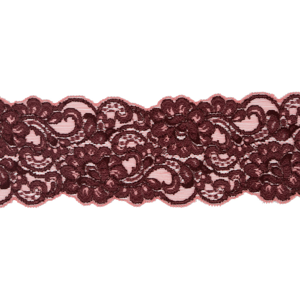 Deco Rose and Peony Stretch Lace Trimming - 3.5"