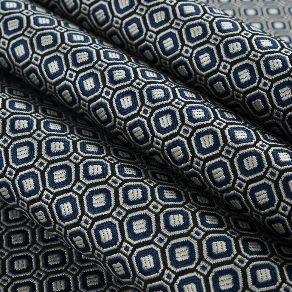 Strong Blue/Silver Geometric Jacquard Folded