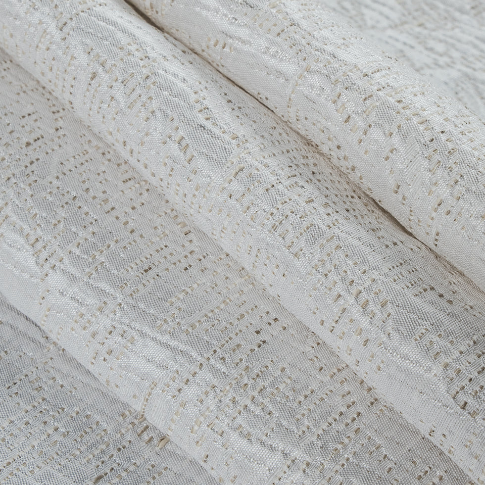 Metallic Blanc de Blanc/Seedpearl Abstract Cotton Polyester Brocade Detail
