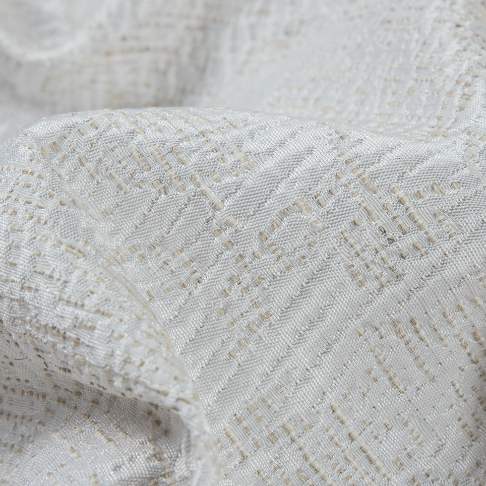 Metallic Blanc de Blanc/Seedpearl Abstract Cotton Polyester Brocade Full