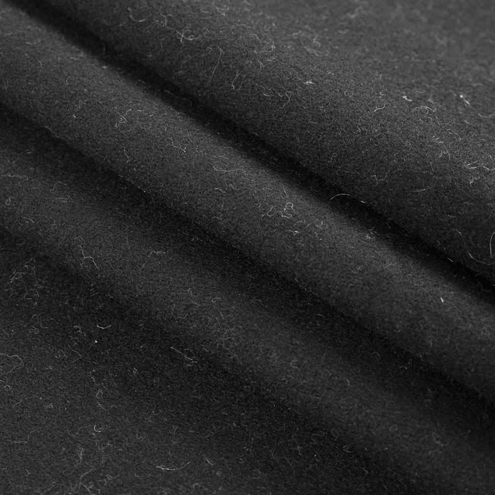 Black Wiry Wool Blend Coating Folded