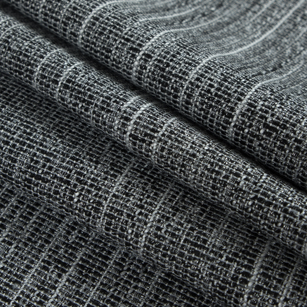 Black/White Blended Cotton Tweed Folded