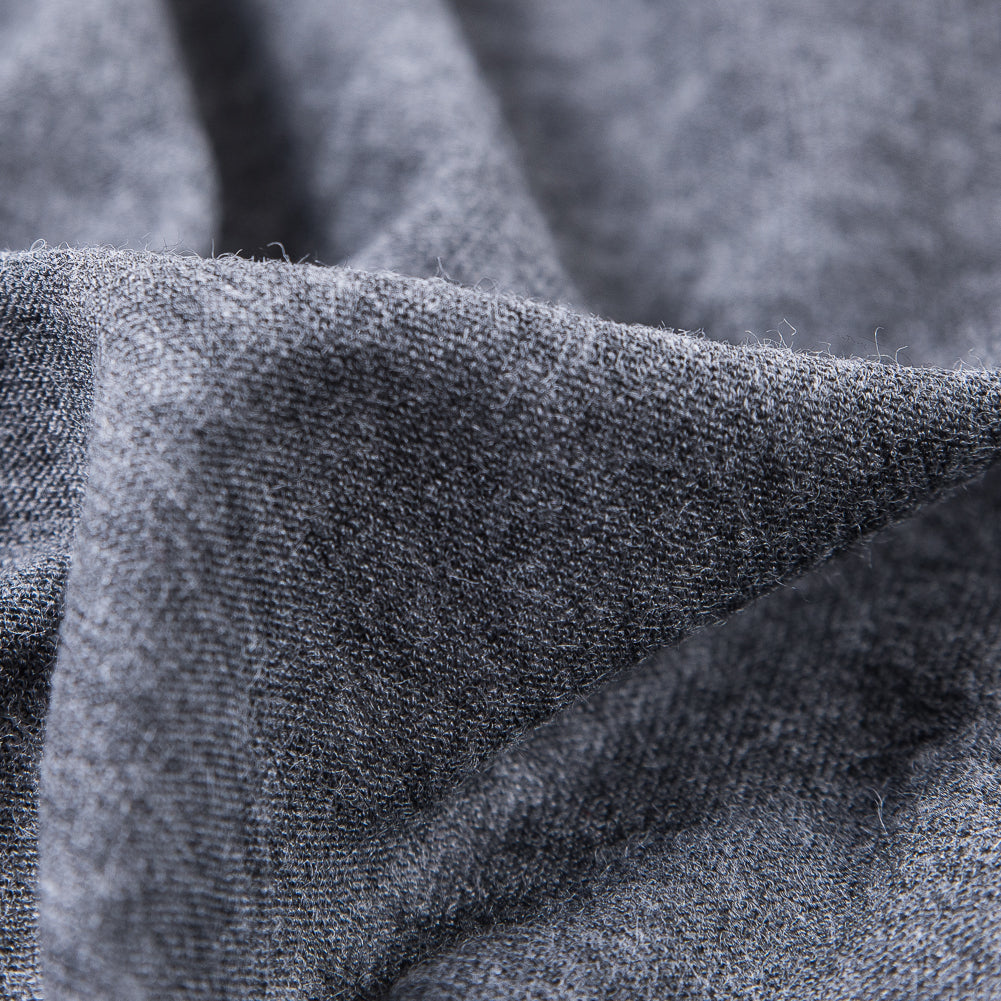 Italian Heathered Gray Tissue-Weight Polyester Jersey - Detail
