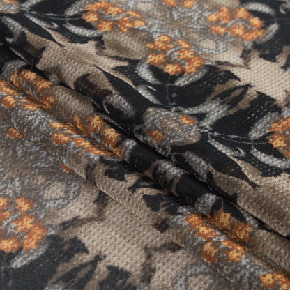 Beige Kaleidoscopic Printed Polyester Chiffon - Folded