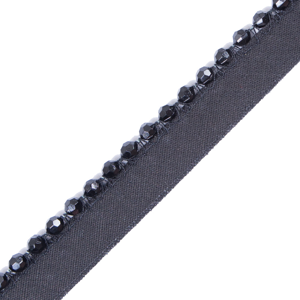 Black Beaded Trim with Lip - 1/2" Detail