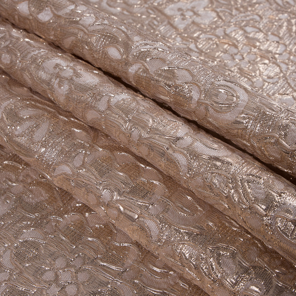 Cream/Gold Metallic Floral Brocade Folded