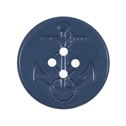 Blue Embossed Anchor Button - 44L/27mm