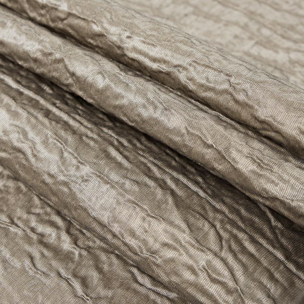 Oxford Tan Luminous Crinkled Brocade - Folded