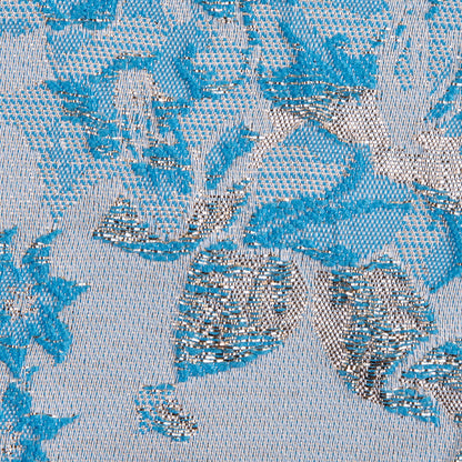 Metallic Pale Gold/Blue Floral Brocade - Detail