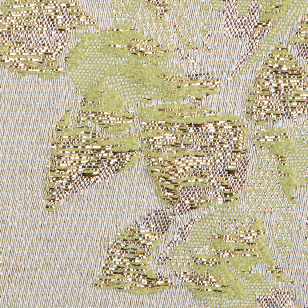 Metallic Gold/Green Floral Brocade Detail