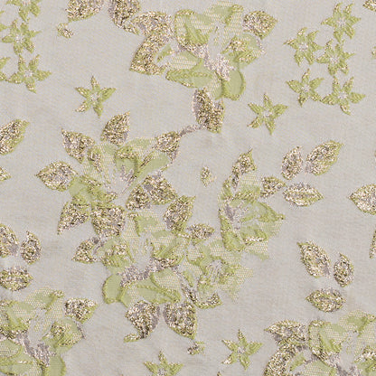 Metallic Gold/Green Floral Brocade