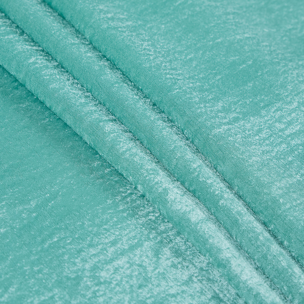 Italian Biscay Green Dyed Washed Polyester Dobby - Detail