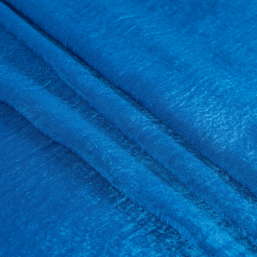 Italian Brilliant Blue Dyed Washed Polyester Dobby Detail