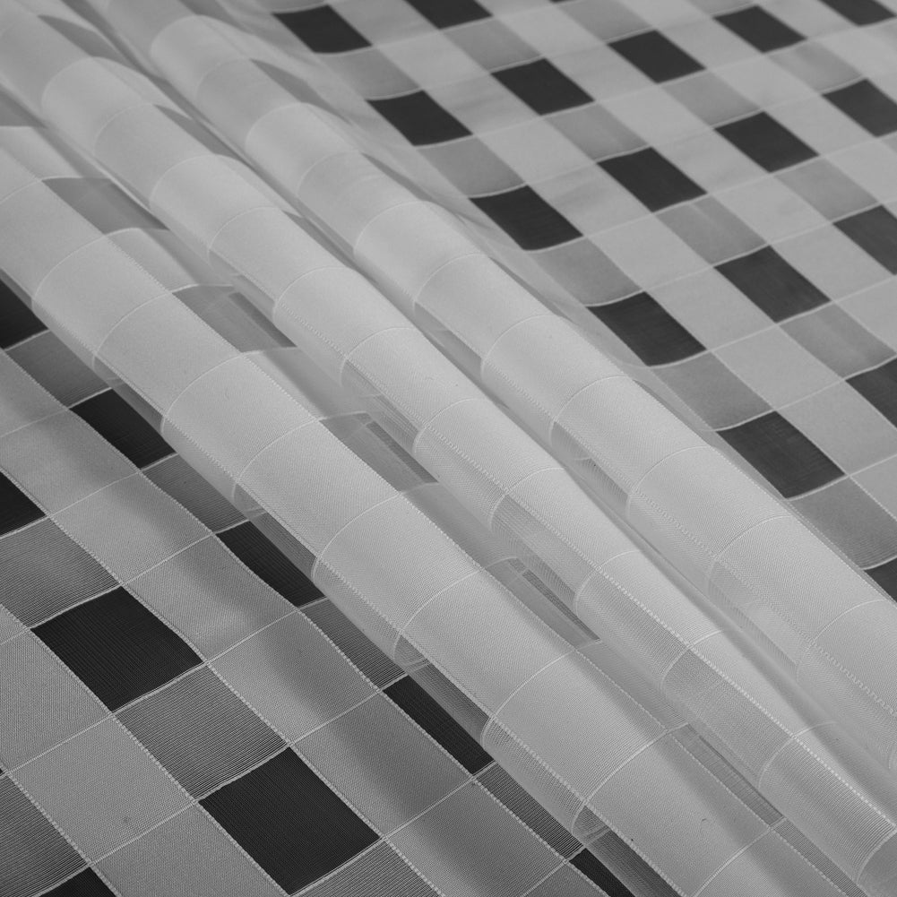 Italian White Checkered Organza - Detail