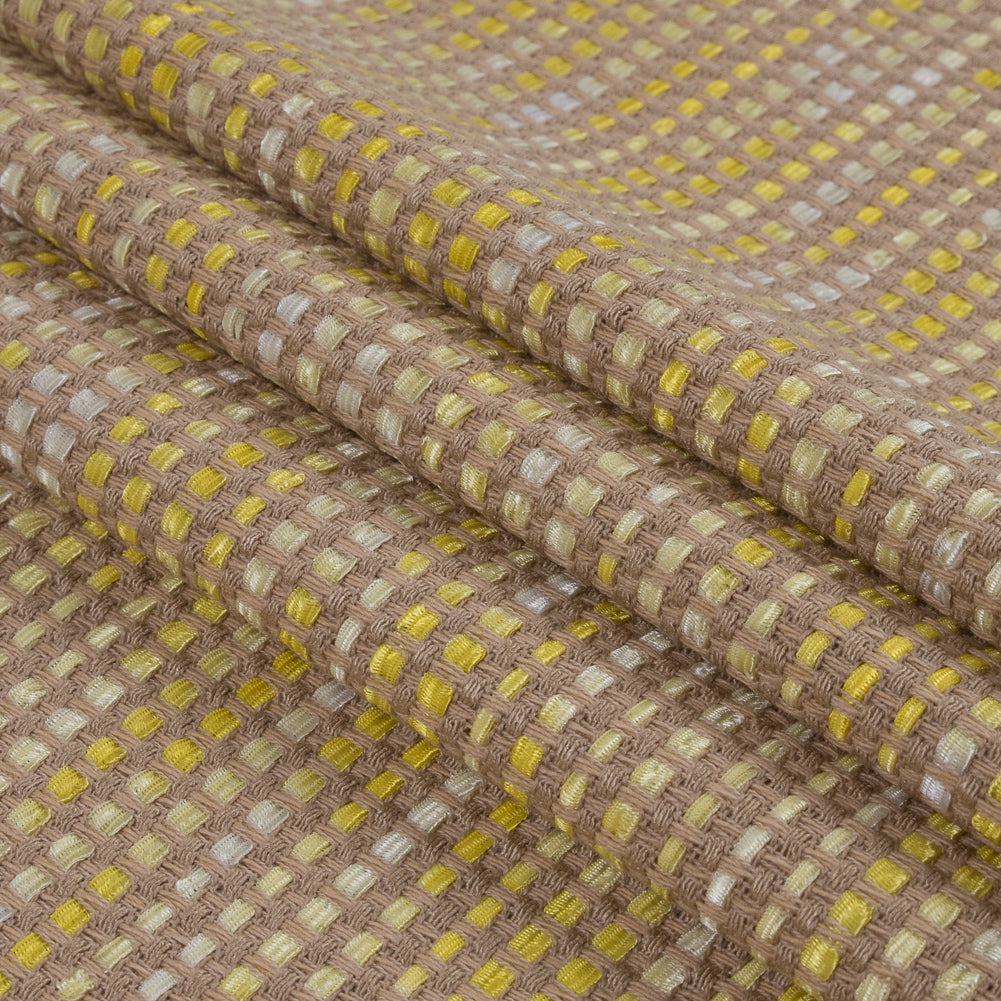 Beige and Yellow Blended Cotton Woven Folded