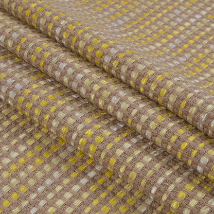 Beige and Yellow Blended Cotton Woven Folded