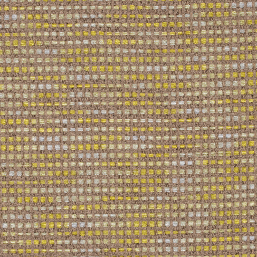 Beige and Yellow Blended Cotton Woven