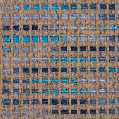 Beige and Blue Blended Cotton Woven Detail