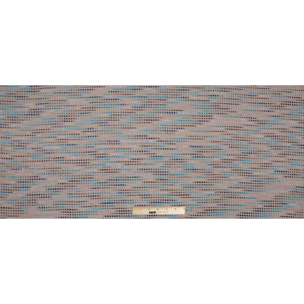 Beige and Blue Blended Cotton Woven Full