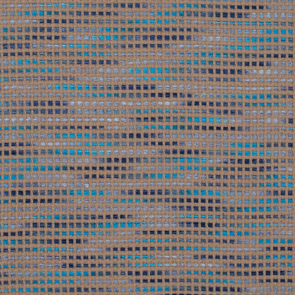 Beige and Blue Blended Cotton Woven
