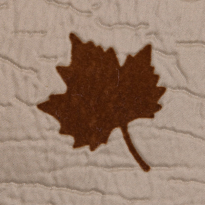 Beige and Gray Fused Double-Cloth Flocked with Brown Leaves Detail