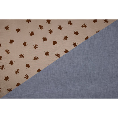 Beige and Gray Fused Double-Cloth Flocked with Brown Leaves Full