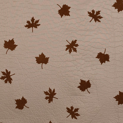 Beige and Gray Fused Double-Cloth Flocked with Brown Leaves