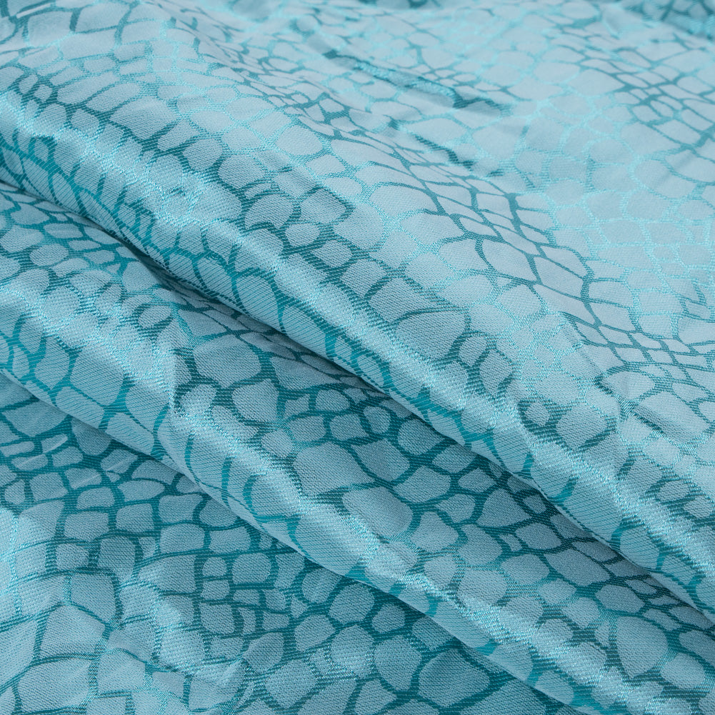 Nicole Miller Luminous Blue Turquoise Pattern Medley Stretch Twill Folded