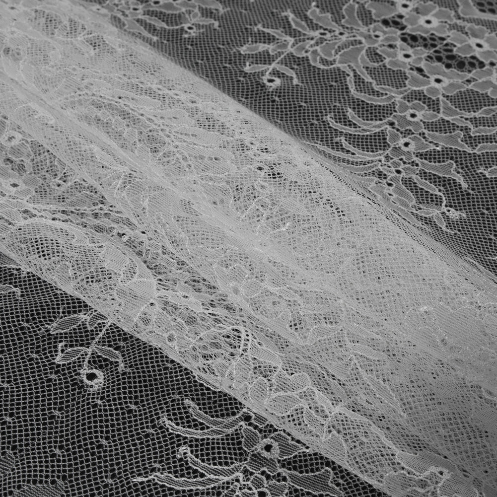 Polyester Lace - Ivory Floral and Paisley Folded
