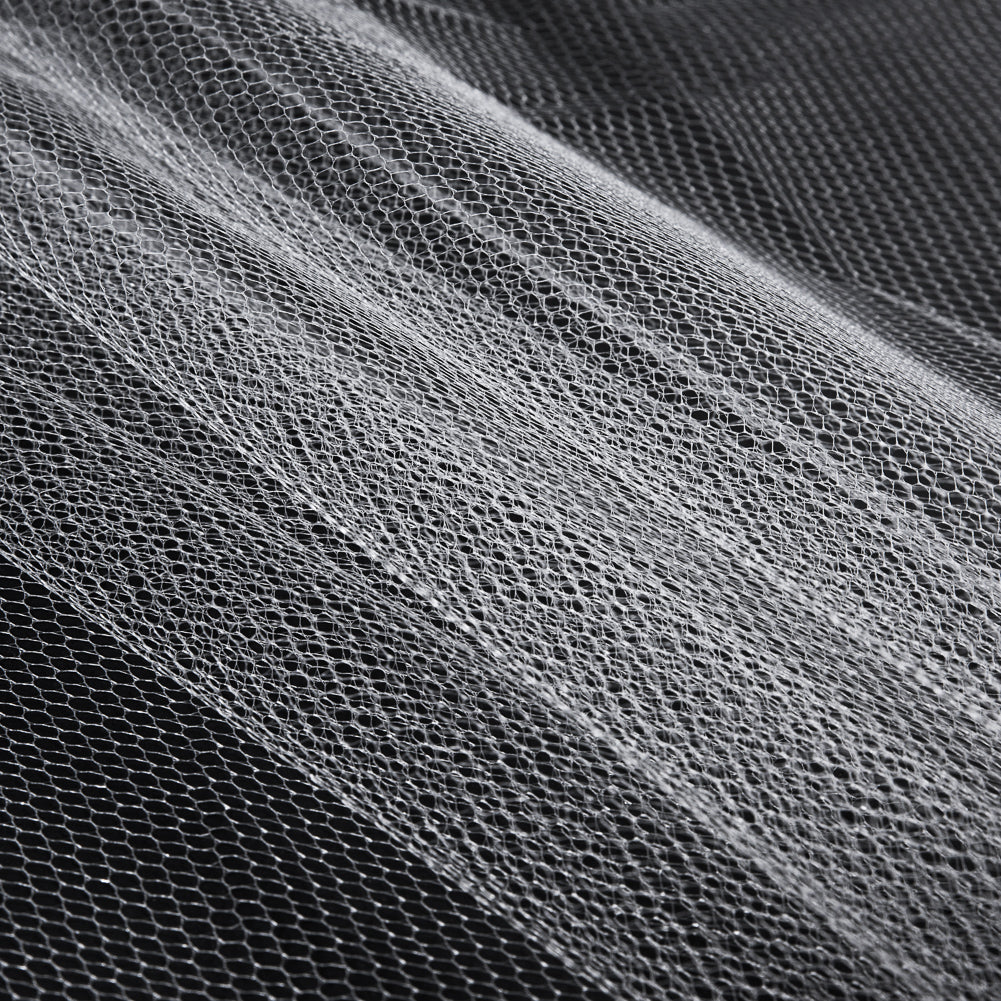 Ivory Hexagon Nylon Net Tulle Folded