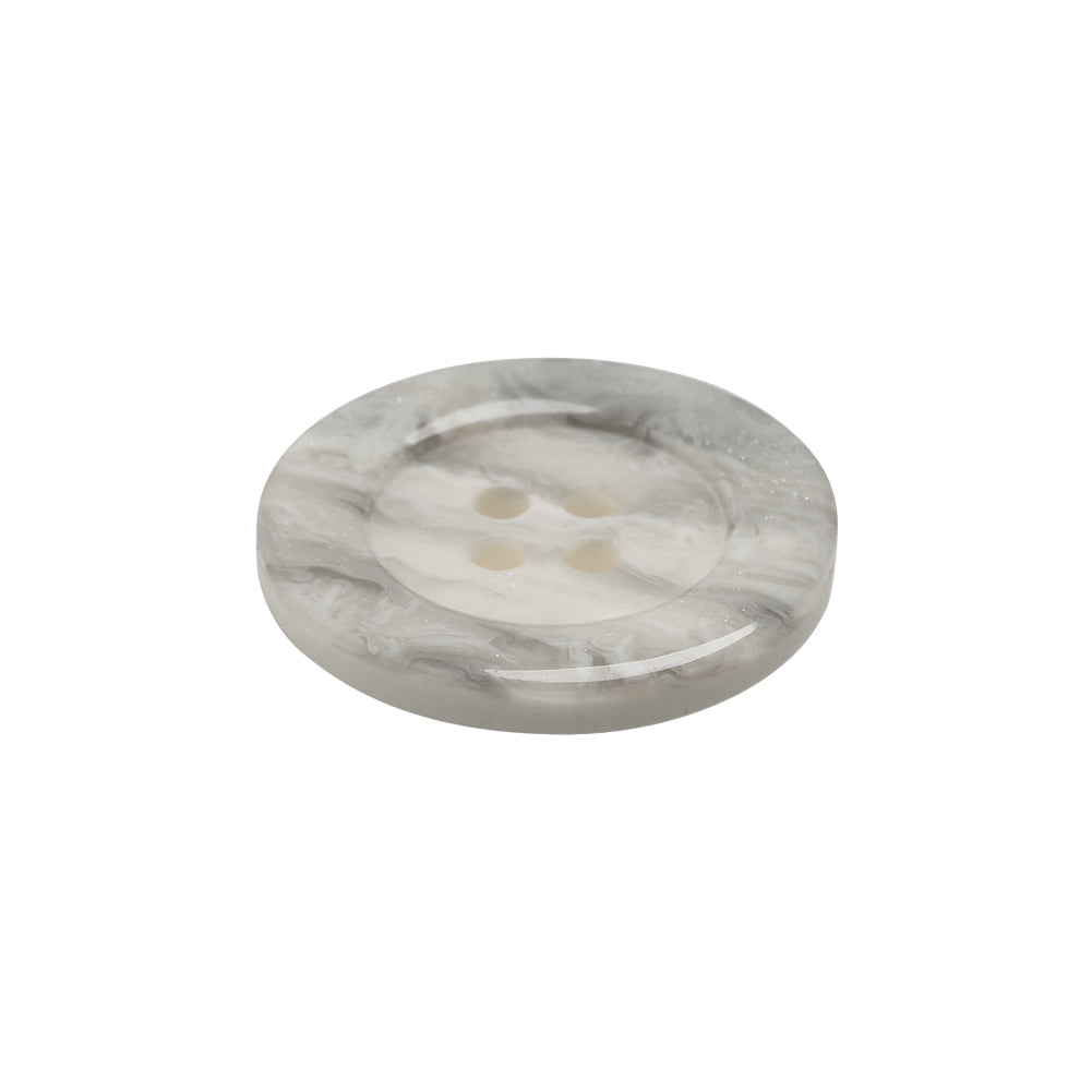 White Marbleized Plastic Button - 36L/23mm - Folded