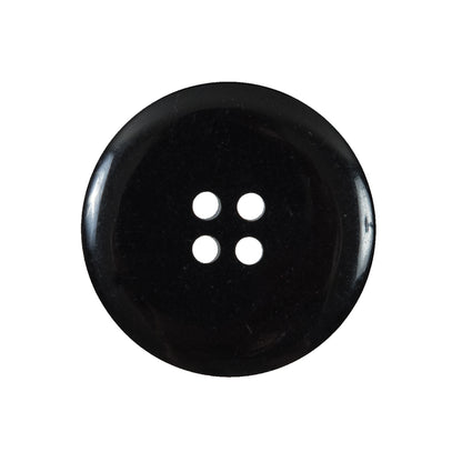 Black 4-Hole Plastic Button with Flat Core and Rounded Rim - 40L/25.5mm Detail