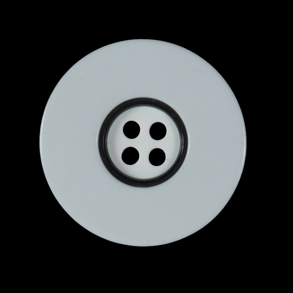 White and Black Plastic 4-Hole Button - 45L/28mm