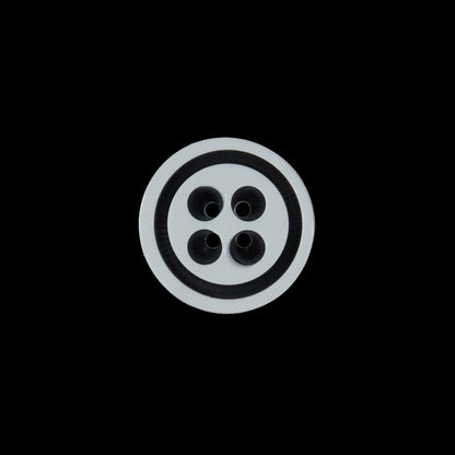 White and Black Plastic 4-Hole Button - 24L/15mm