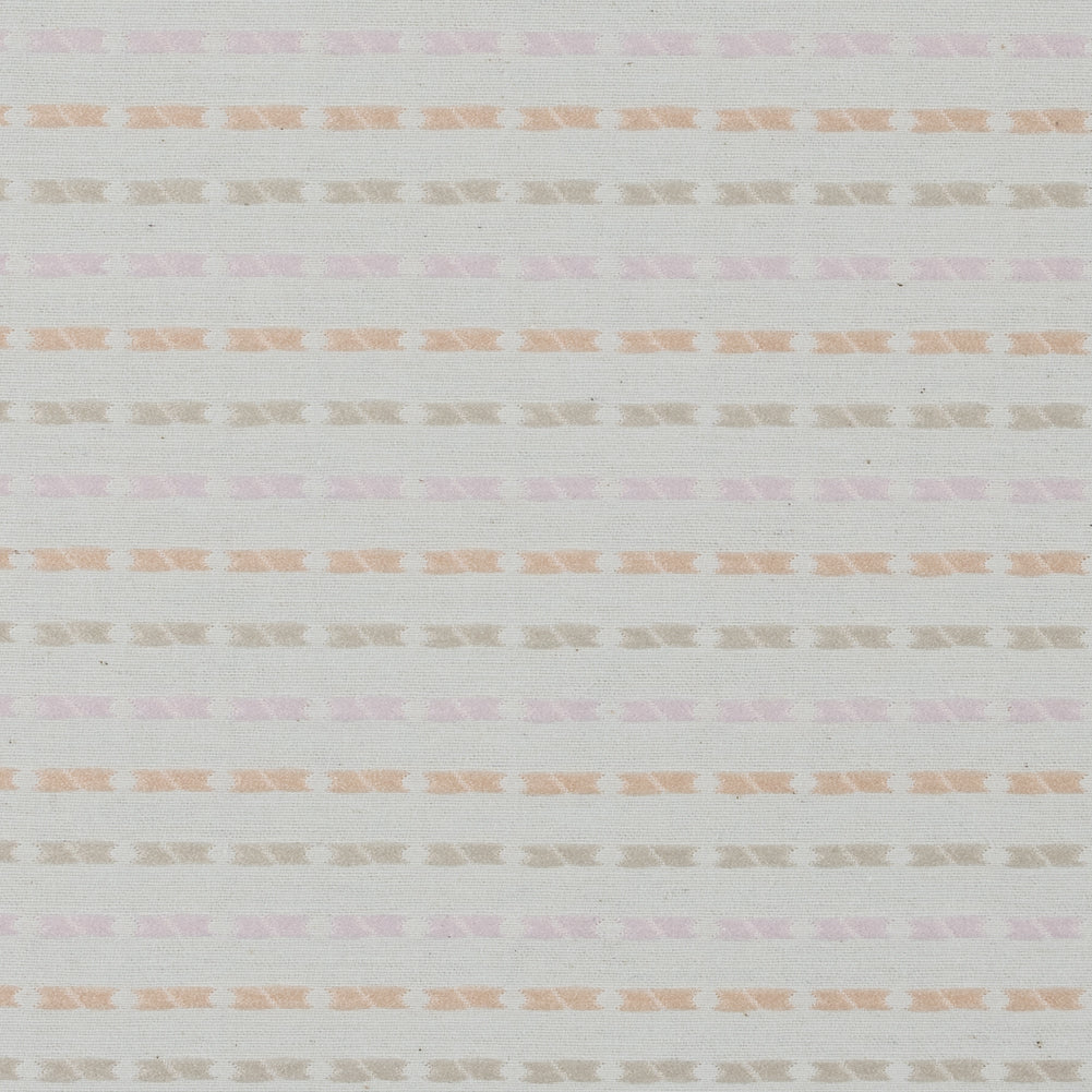 Embroidered Stripes on an Ivory Cotton Woven