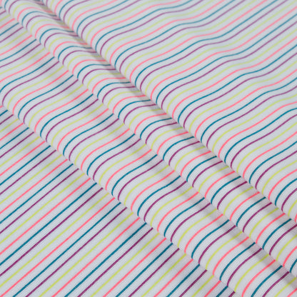 White and Multicolor Striped Wicking Jersey Detail