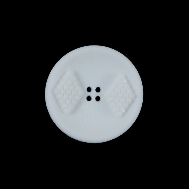 White Raised Textured 4-Hole Button - 36L/23mm