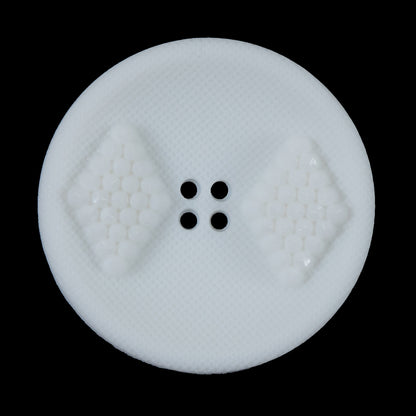 White Raised Textured 4-Hole Button - 54L/34mm