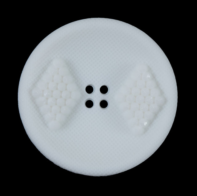 White Raised Textured 4-Hole Button - 54L/34mm