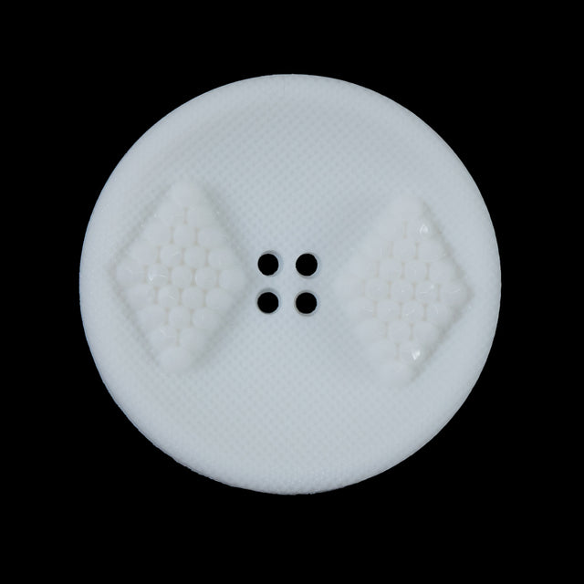 White Raised Textured 4-Hole Button - 44L/28mm