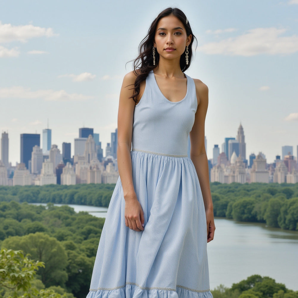 Dewey Light Blue Candy Striped Seersucker - Editorial