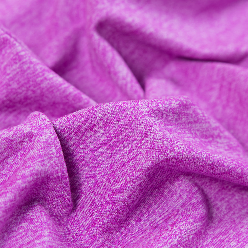 Heathered Neon Fuchsia Stretch Polyester Jersey - Detail