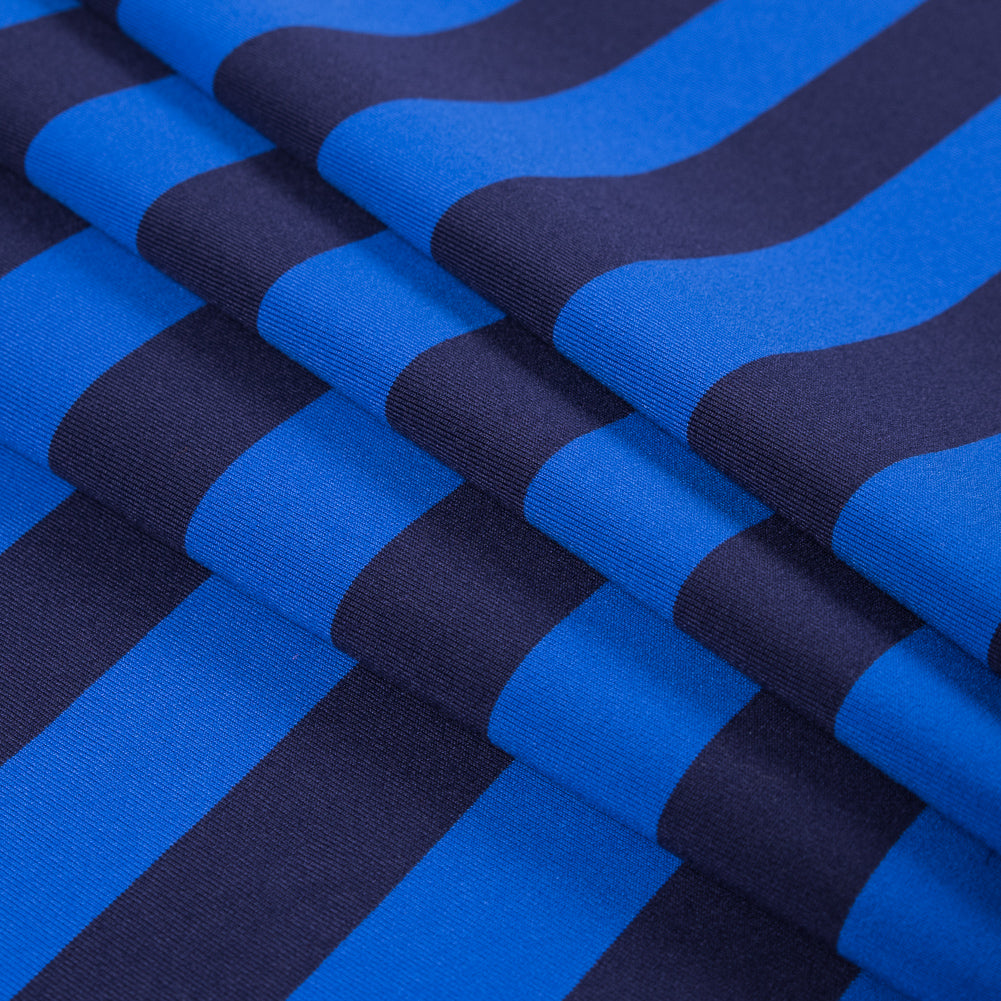 Electric Blue Awning Striped Stretch Eclon Jersey Folded